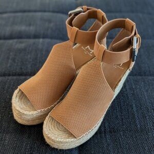 Marc Fisher Perforated Platform Wedge Espadrille Sandal - Size 6